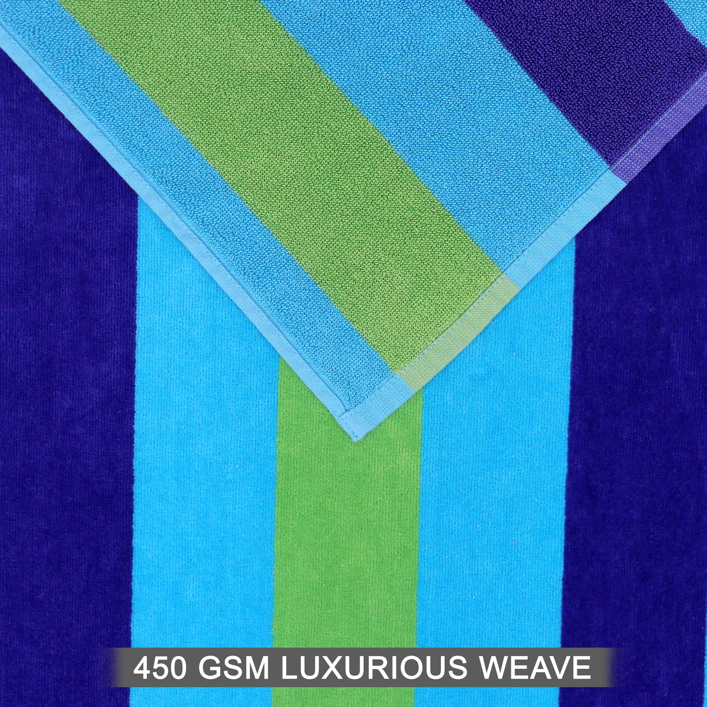 Large Beach Towel – 32 x 63 inches - 100% Cotton Velour - 450 GSM - Plush, Soft, Quick-Dry, Absorbent, Multi Color Pool & Travel Towel – Lightweight Vacation Essential