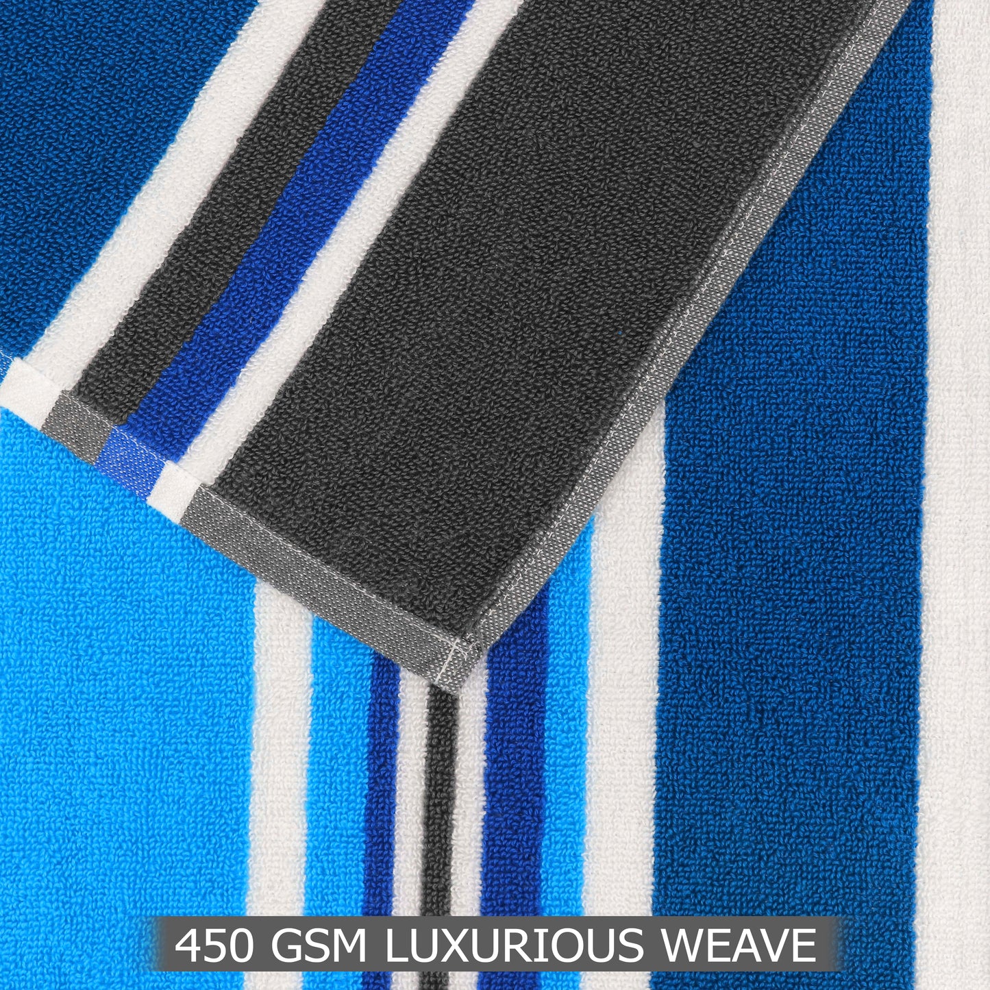 Cotton Beach Towel - 30 x 60 inches - 100% Terry Cotton - 450 GSM – Quick-Dry, Soft, Absorbent Pool & Travel Towel – Lightweight Vacation Essential