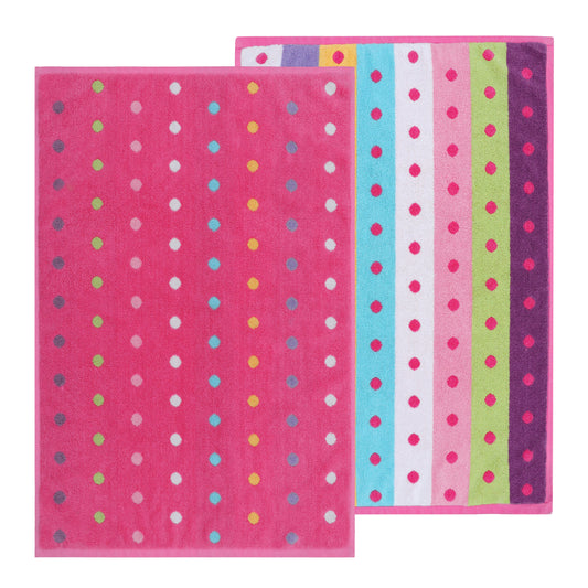 Kids Bathmat -21 x 34 inches - Reversible 100% Cotton Shower Mat - Soft Absorbent 1100 GSM - Quick dry, Step Out Tub Terry Cotton Floor Towel - Pink Multi