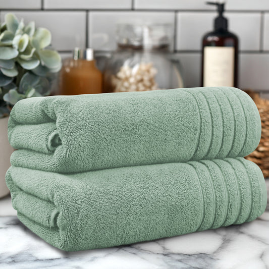 Plush Super Zero Twist 2 piece Bath Towel Set - 30 x 54 inches 100% Pure Cotton 615 GSM Absorbent Quick Dry Everyday Luxury Hotel Spa Travel Bath towel