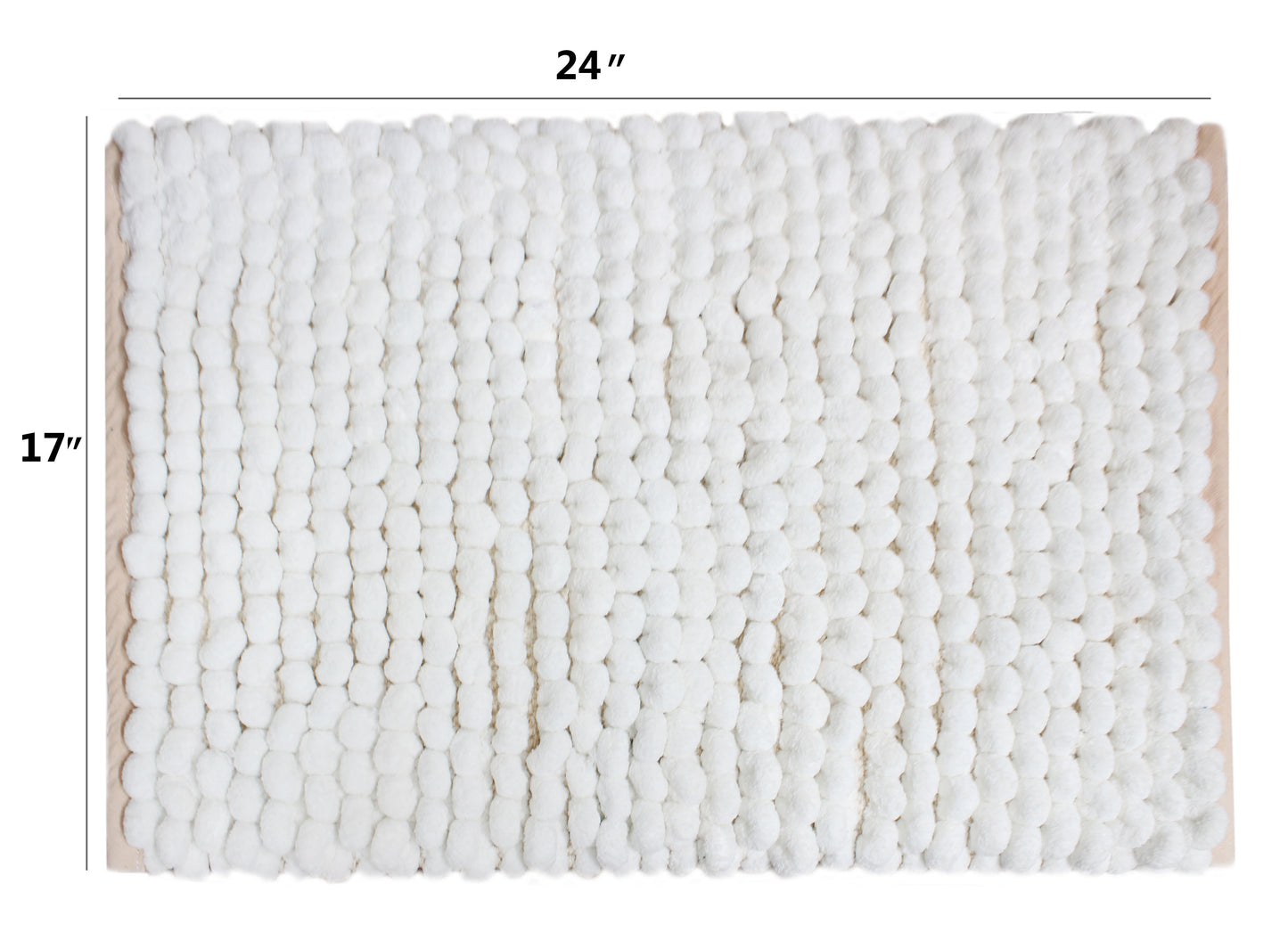Plush Pebble Bath Rug Set (2-Piece) – Soft, Absorbent, Non-Slip Bathroom Mats, Quick-Dry, Machine Washable - 17” x 24” - White