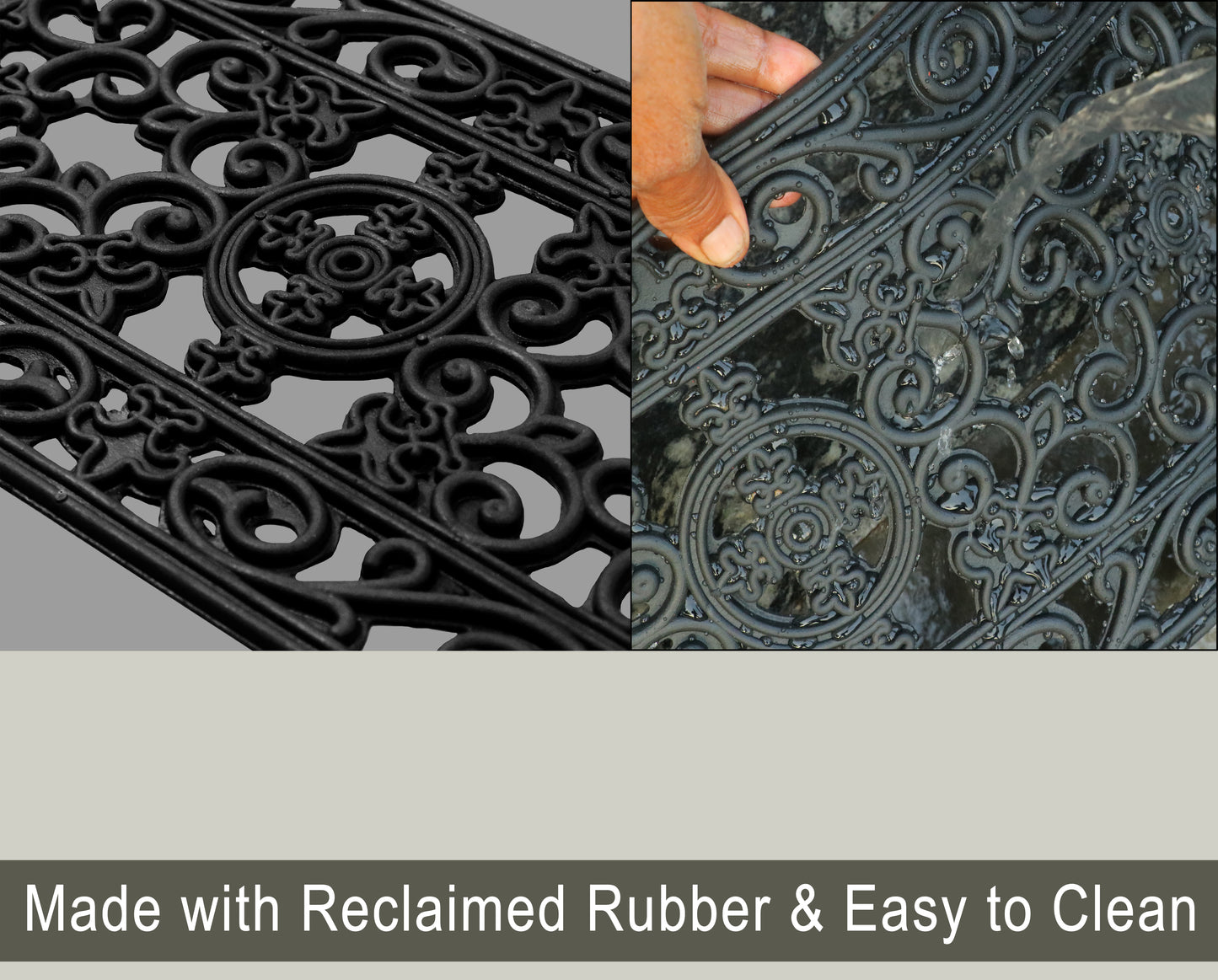 Scroll Lattice Non-Slip Stair Tread Mats – 4-Pack, Heavy-Duty Rubber, Skid-Resistant for Indoor/Outdoor Use, 10"x30"