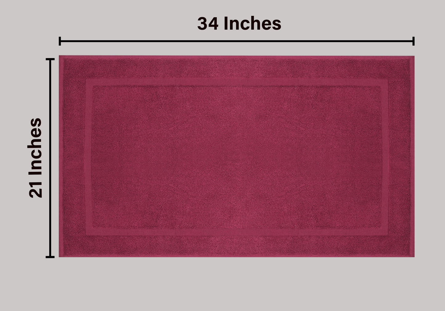 Cotton Bath Mat Set – 2-Piece Soft and Absorbent Floor Mats for Shower or Tub, 21” x 34”, Burgundy
