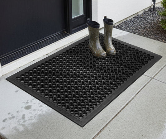 Heavy-Duty Perforated Rubber Mat – Non-Slip Circular Hole Ventilation & Drainage Pad for Industrial, Commercial, Bar, Garage, and Indoor/Outdoor Use