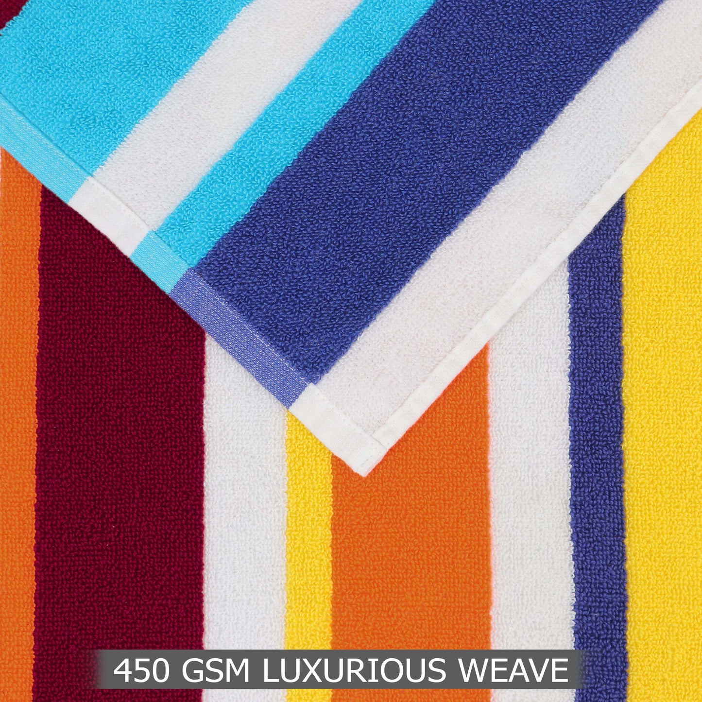 Cotton Beach Towel - 30 x 60 inches - 100% Terry Cotton - 450 GSM – Quick-Dry, Soft, Absorbent Pool & Travel Towel – Lightweight Vacation Essential