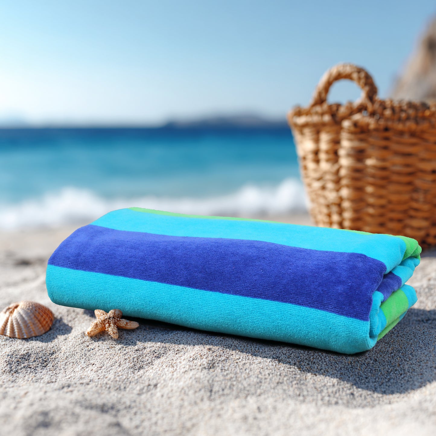 Large Beach Towel – 32 x 63 inches - 100% Cotton Velour - 450 GSM - Plush, Soft, Quick-Dry, Absorbent, Multi Color Pool & Travel Towel – Lightweight Vacation Essential