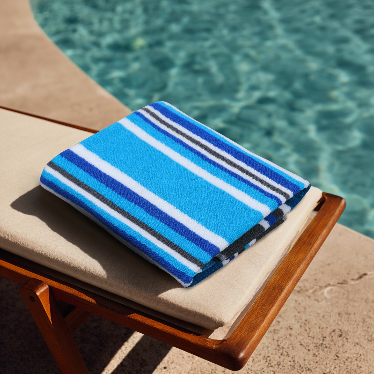 Cotton Beach Towel - 30 x 60 inches - 100% Terry Cotton - 450 GSM – Quick-Dry, Soft, Absorbent Pool & Travel Towel – Lightweight Vacation Essential