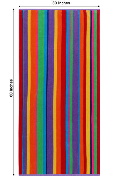 Large Beach Towel – 32 x 63 inches - 100% Cotton Velour - 450 GSM - Plush, Soft, Quick-Dry, Absorbent, Multi Color Pool & Travel Towel – Lightweight Vacation Essential