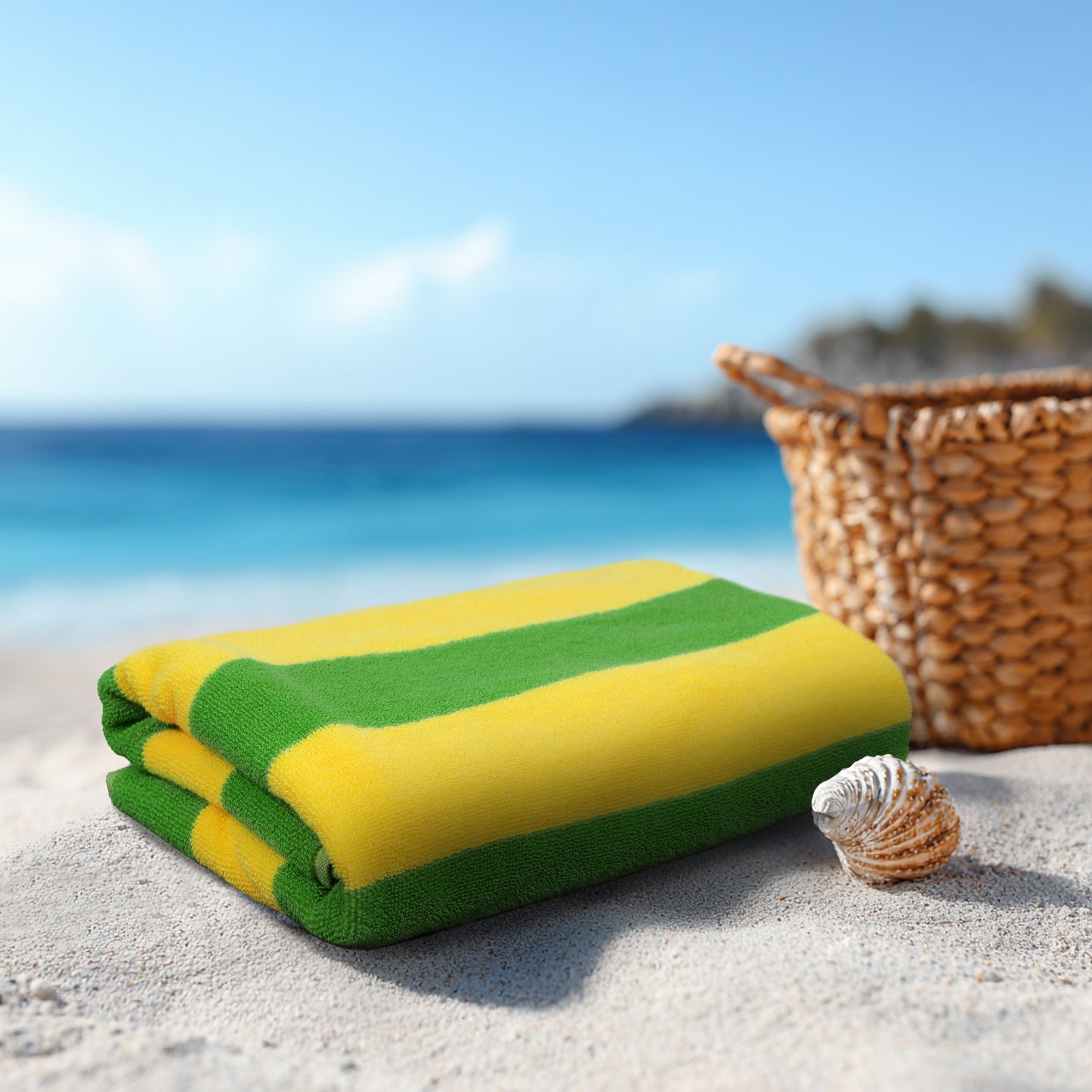 Cotton Beach Towel - 30 x 60 inches - 100% Terry Cotton - 450 GSM – Quick-Dry, Soft, Absorbent Pool & Travel Towel – Lightweight Vacation Essential