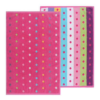 Kids Bathmat -21 x 34 inches - Reversible 100% Cotton Shower Mat - Soft Absorbent 1100 GSM - Quick dry, Step Out Tub Terry Cotton Floor Towel - Pink Multi
