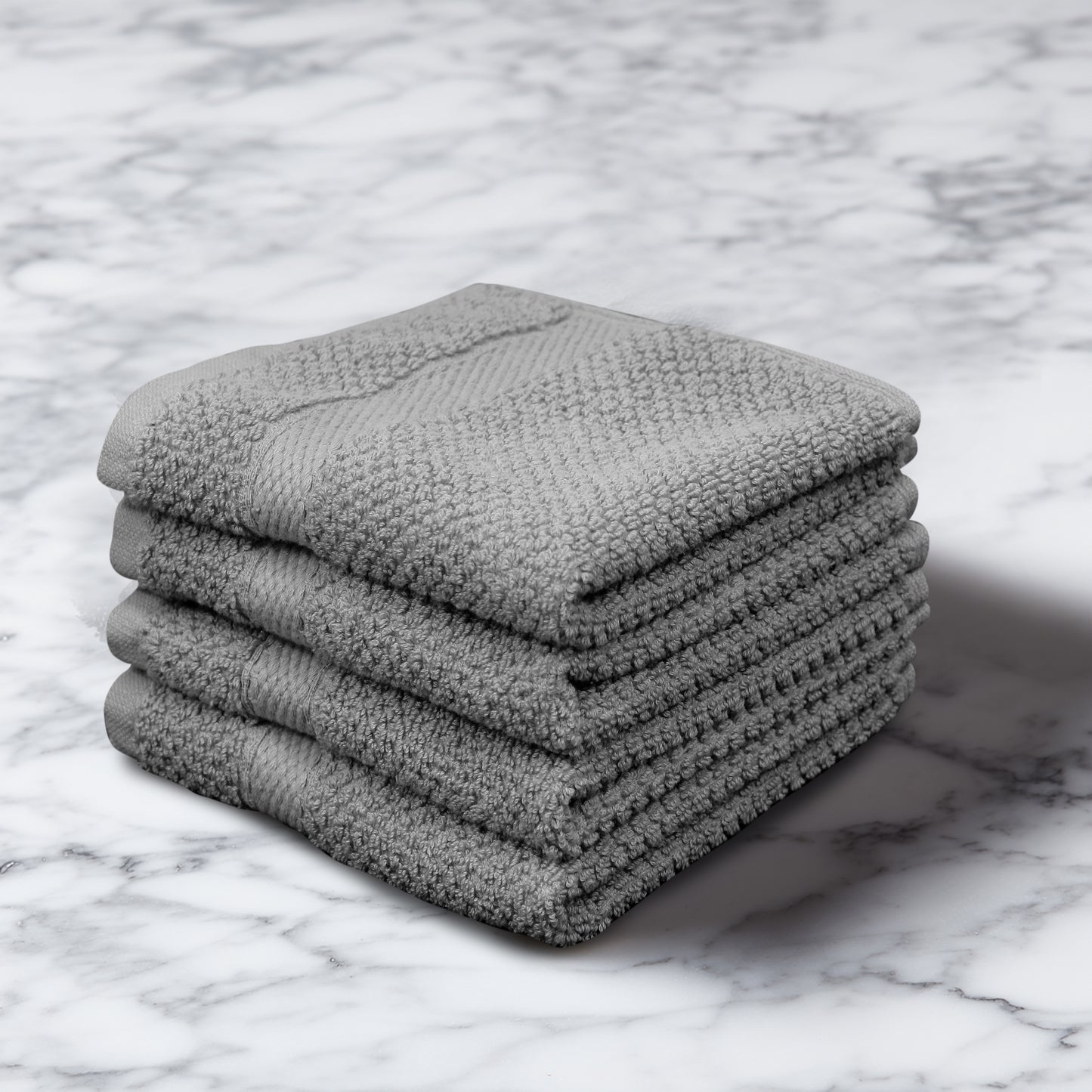 Luxury Rice Weave 4 piece Washcloth Set – 12 x 12 inches 100% Pure Cotton – Textured Premium Soft Absorbent - 600 GSM Spa, Hotel, Guest Towel