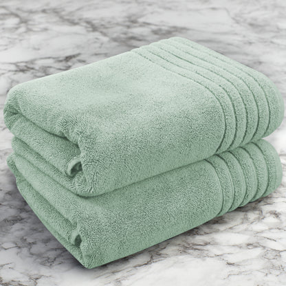 Plush Super Zero Twist 2 piece Bath Towel Set - 30 x 54 inches 100% Pure Cotton 615 GSM Absorbent Quick Dry Everyday Luxury Hotel Spa Travel Bath towel