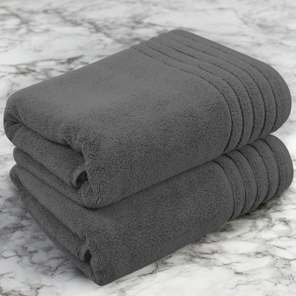 Plush Super Zero Twist 2 piece Bath Towel Set - 30 x 54 inches 100% Pure Cotton 615 GSM Absorbent Quick Dry Everyday Luxury Hotel Spa Travel Bath towel