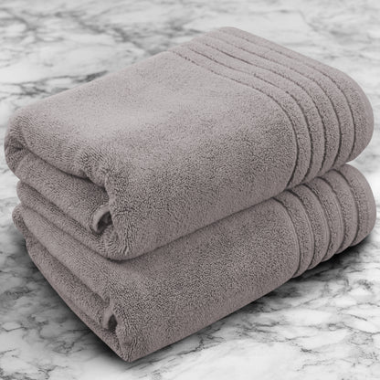 Plush Super Zero Twist 2 piece Bath Towel Set - 30 x 54 inches 100% Pure Cotton 615 GSM Absorbent Quick Dry Everyday Luxury Hotel Spa Travel Bath towel
