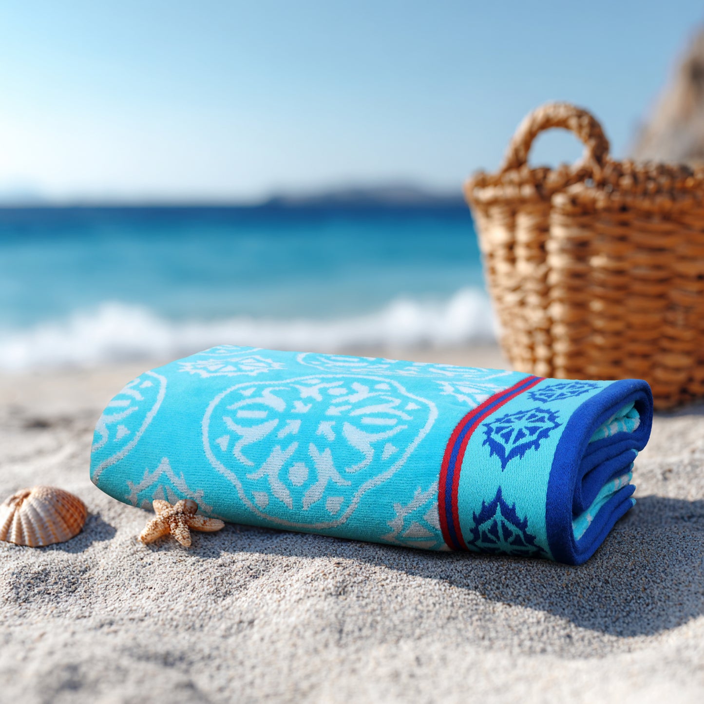 Large Beach Towel – 32 x 63 inches - 100% Cotton Velour - 450 GSM - Plush, Soft, Quick-Dry, Absorbent, Multi Color Pool & Travel Towel – Lightweight Vacation Essential