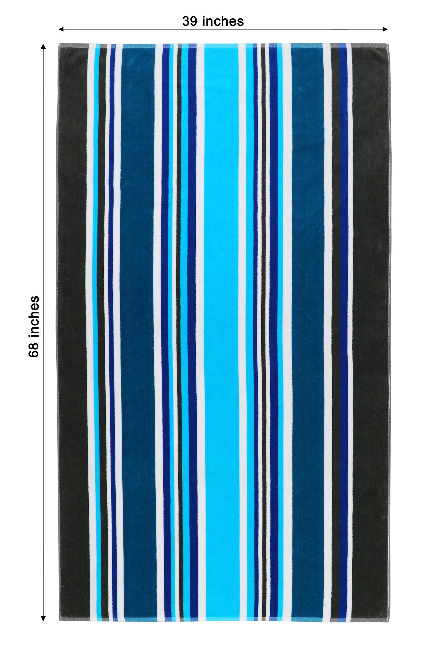 Oversized Beach Towel - 39 x 68 inches - 100% Cotton Velour - 450 GSM - Plush, Soft, Absorbent, Extra-Large Pool & Travel Towel – Lightweight Vacation Essential - Mariner Blue Stripe