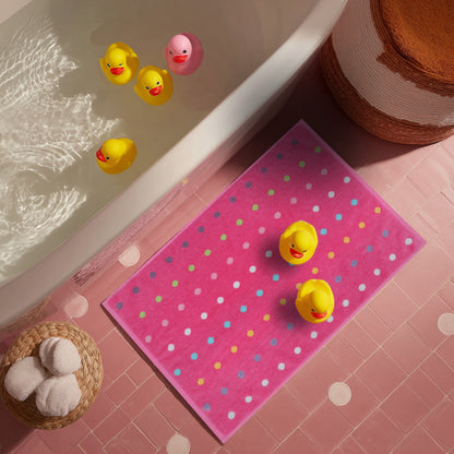Kids Bathmat -21 x 34 inches - Reversible 100% Cotton Shower Mat - Soft Absorbent 1100 GSM - Quick dry, Step Out Tub Terry Cotton Floor Towel - Pink Multi
