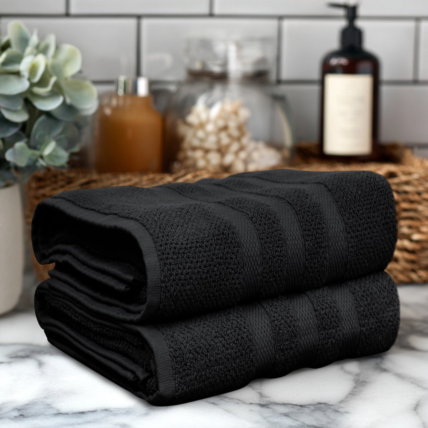 Large Luxury Rice Weave 2 piece Bath Towel Set – 30 x 52 inches 100% Pure Cotton – Textured Premium Soft Absorbent - 600 GSM Spa, Hotel, Guest Towel