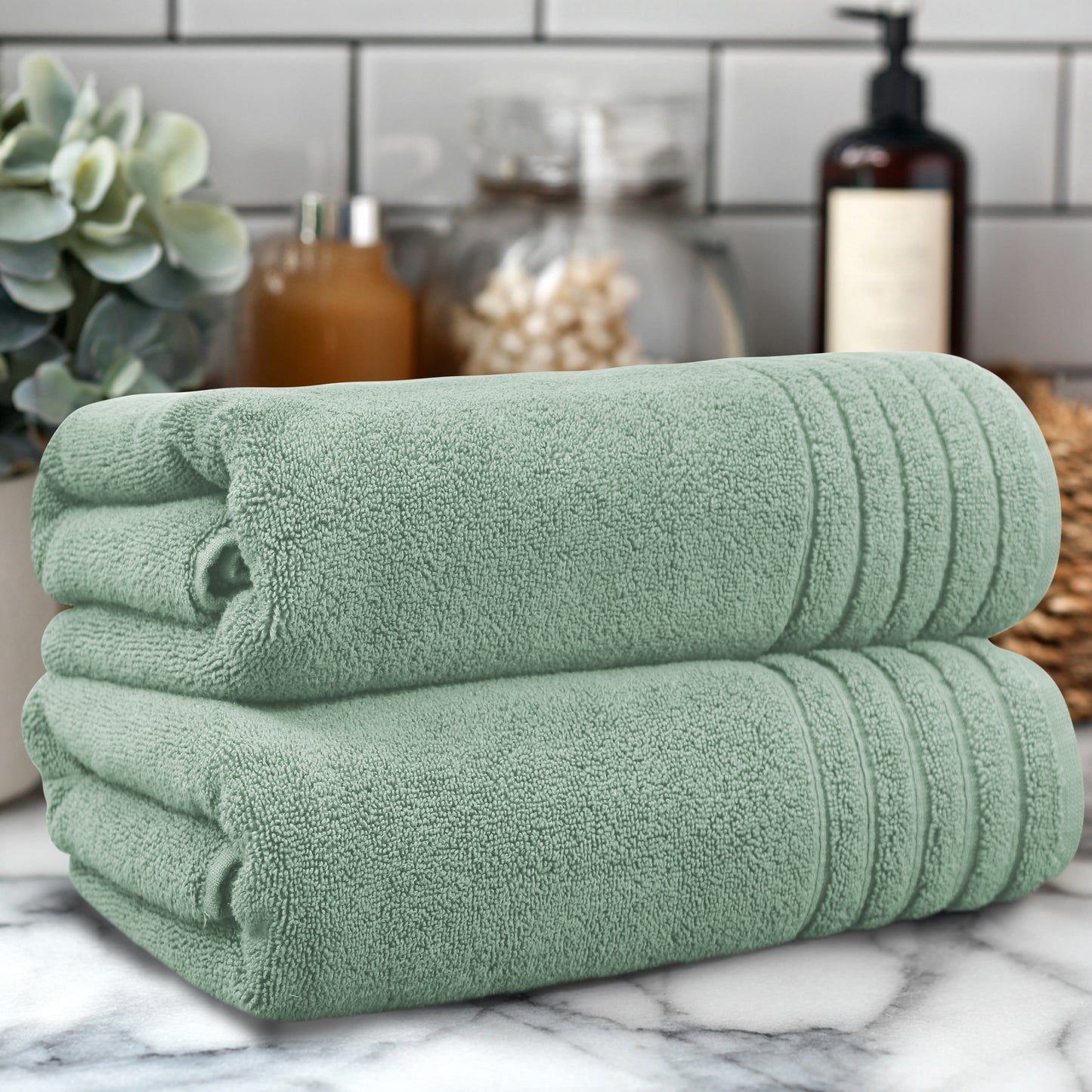 Plush Super Zero Twist 2 piece Bath Towel Set - 30 x 54 inches 100% Pure Cotton 615 GSM Absorbent Quick Dry Everyday Luxury Hotel Spa Travel Bath towel