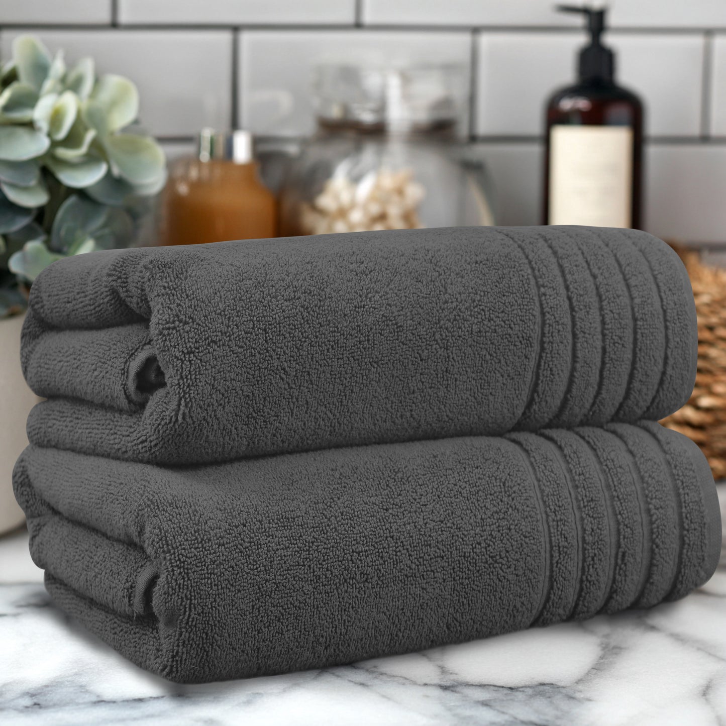 Plush Super Zero Twist 2 piece Bath Towel Set - 30 x 54 inches 100% Pure Cotton 615 GSM Absorbent Quick Dry Everyday Luxury Hotel Spa Travel Bath towel