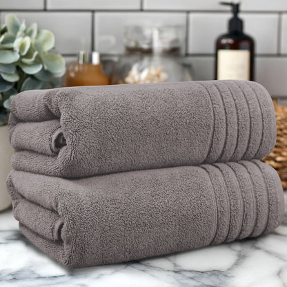 Plush Super Zero Twist 2 piece Bath Towel Set - 30 x 54 inches 100% Pure Cotton 615 GSM Absorbent Quick Dry Everyday Luxury Hotel Spa Travel Bath towel