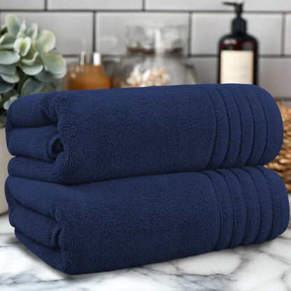 Plush Super Zero Twist 2 piece Bath Towel Set - 30 x 54 inches 100% Pure Cotton 615 GSM Absorbent Quick Dry Everyday Luxury Hotel Spa Travel Bath towel