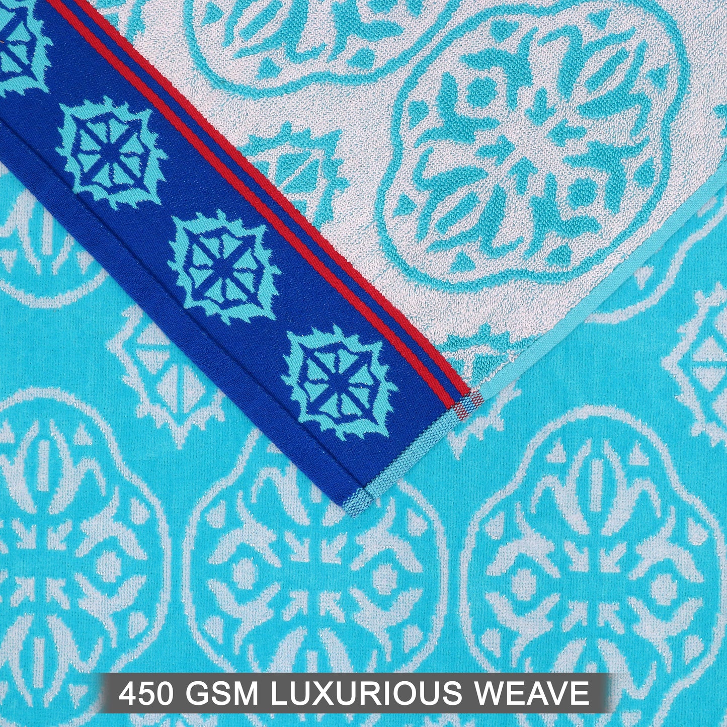 Large Beach Towel – 32 x 63 inches - 100% Cotton Velour - 450 GSM - Plush, Soft, Quick-Dry, Absorbent, Multi Color Pool & Travel Towel – Lightweight Vacation Essential