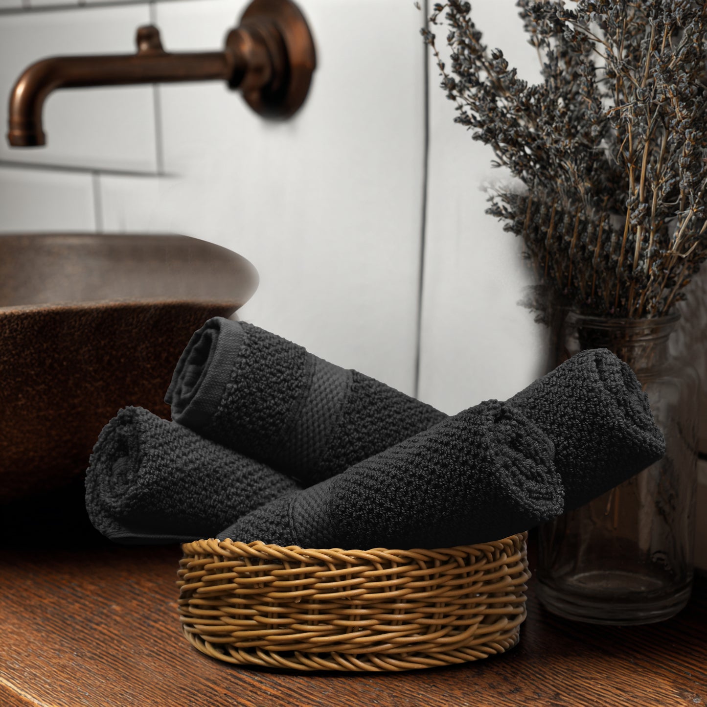 Luxury Rice Weave 4 piece Washcloth Set – 12 x 12 inches 100% Pure Cotton – Textured Premium Soft Absorbent - 600 GSM Spa, Hotel, Guest Towel