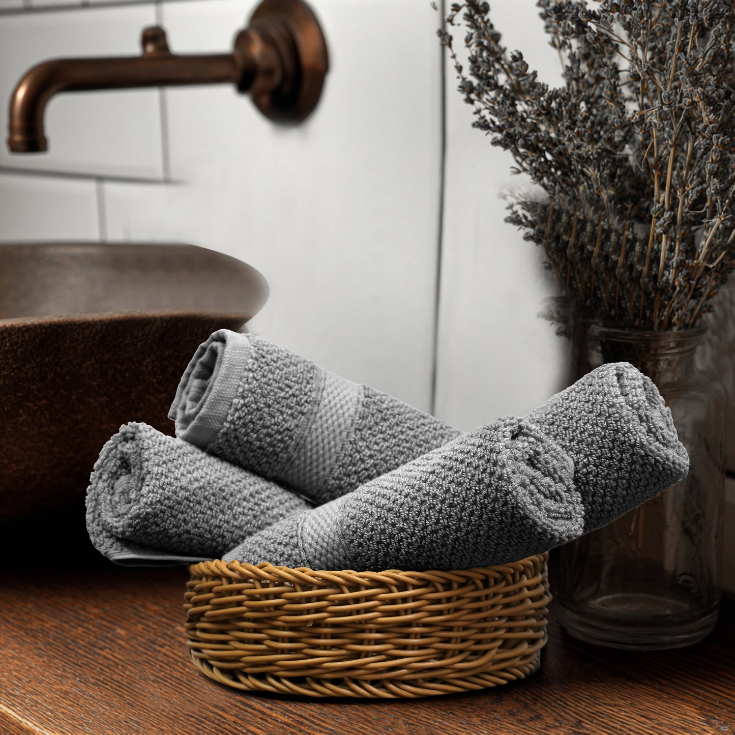 Luxury Rice Weave 4 piece Washcloth Set – 12 x 12 inches 100% Pure Cotton – Textured Premium Soft Absorbent - 600 GSM Spa, Hotel, Guest Towel