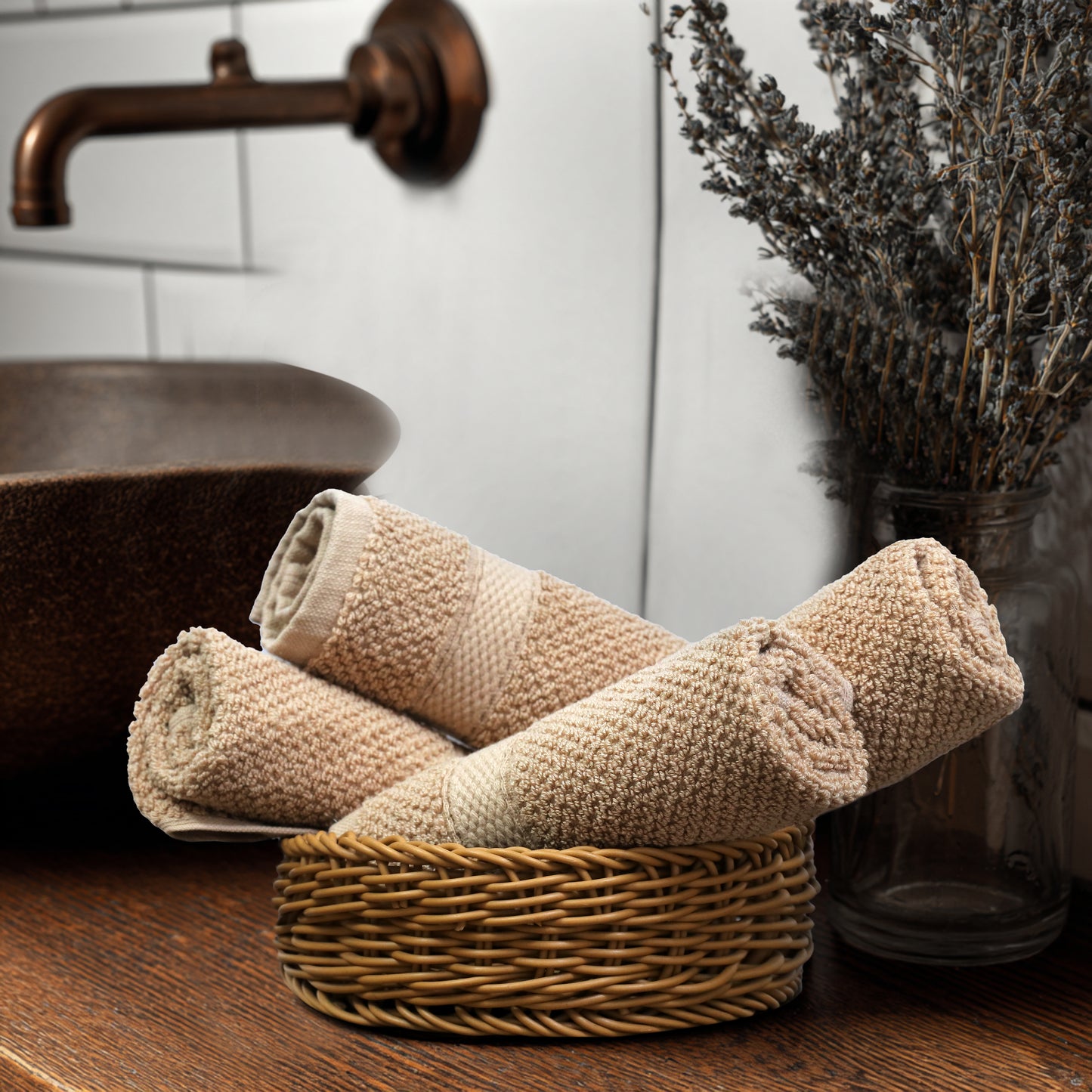 Luxury Rice Weave 4 piece Washcloth Set – 12 x 12 inches 100% Pure Cotton – Textured Premium Soft Absorbent - 600 GSM Spa, Hotel, Guest Towel