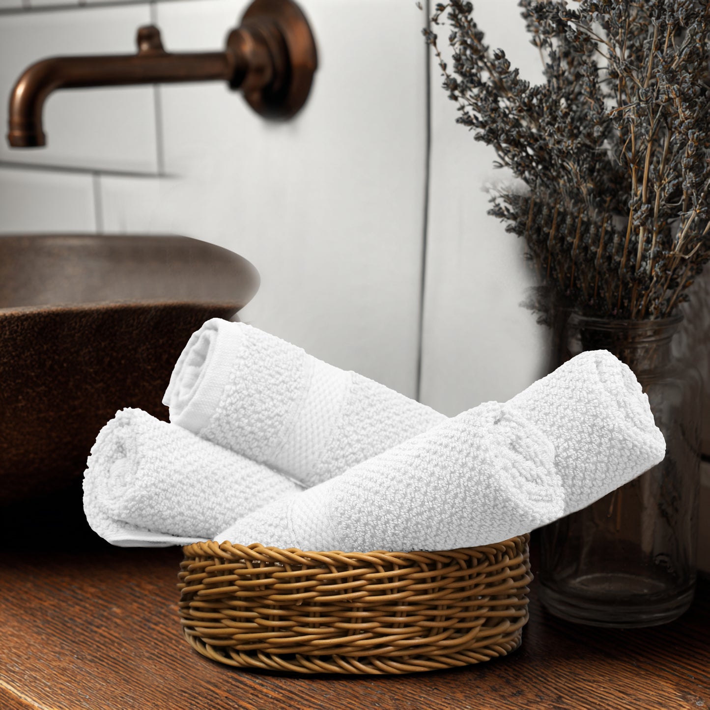 Luxury Rice Weave 4 piece Washcloth Set – 12 x 12 inches 100% Pure Cotton – Textured Premium Soft Absorbent - 600 GSM Spa, Hotel, Guest Towel