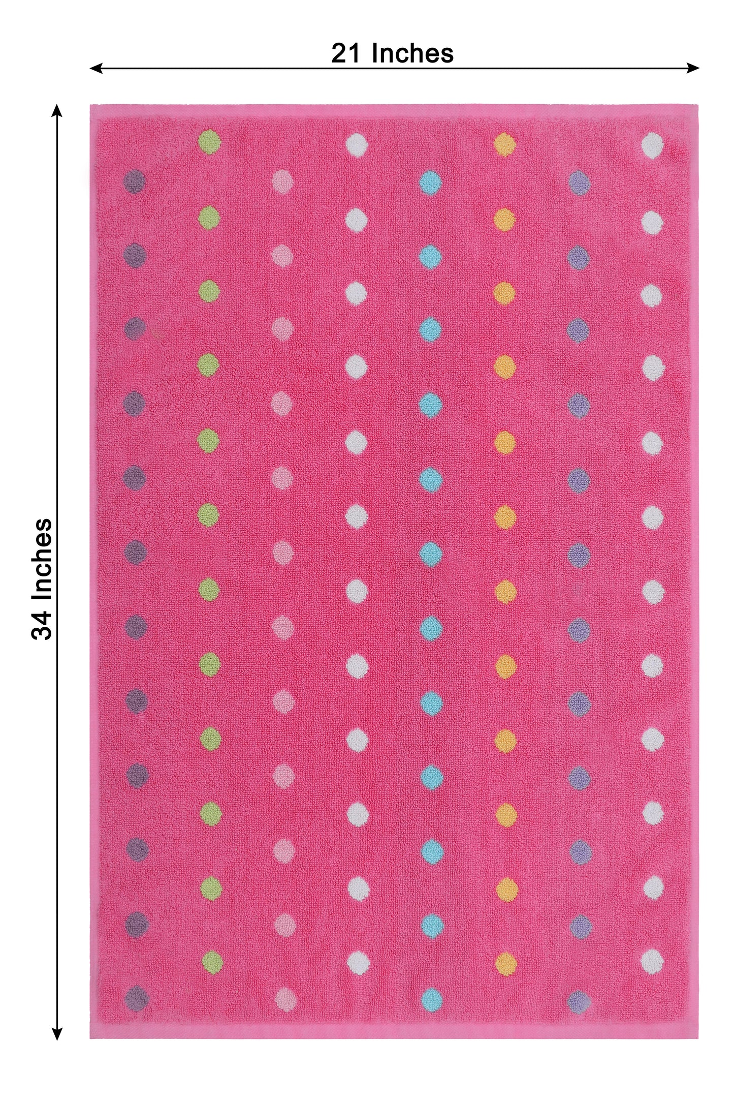 Kids Bathmat -21 x 34 inches - Reversible 100% Cotton Shower Mat - Soft Absorbent 1100 GSM - Quick dry, Step Out Tub Terry Cotton Floor Towel - Pink Multi