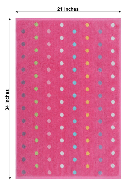 Kids Bathmat -21 x 34 inches - Reversible 100% Cotton Shower Mat - Soft Absorbent 1100 GSM - Quick dry, Step Out Tub Terry Cotton Floor Towel - Pink Multi