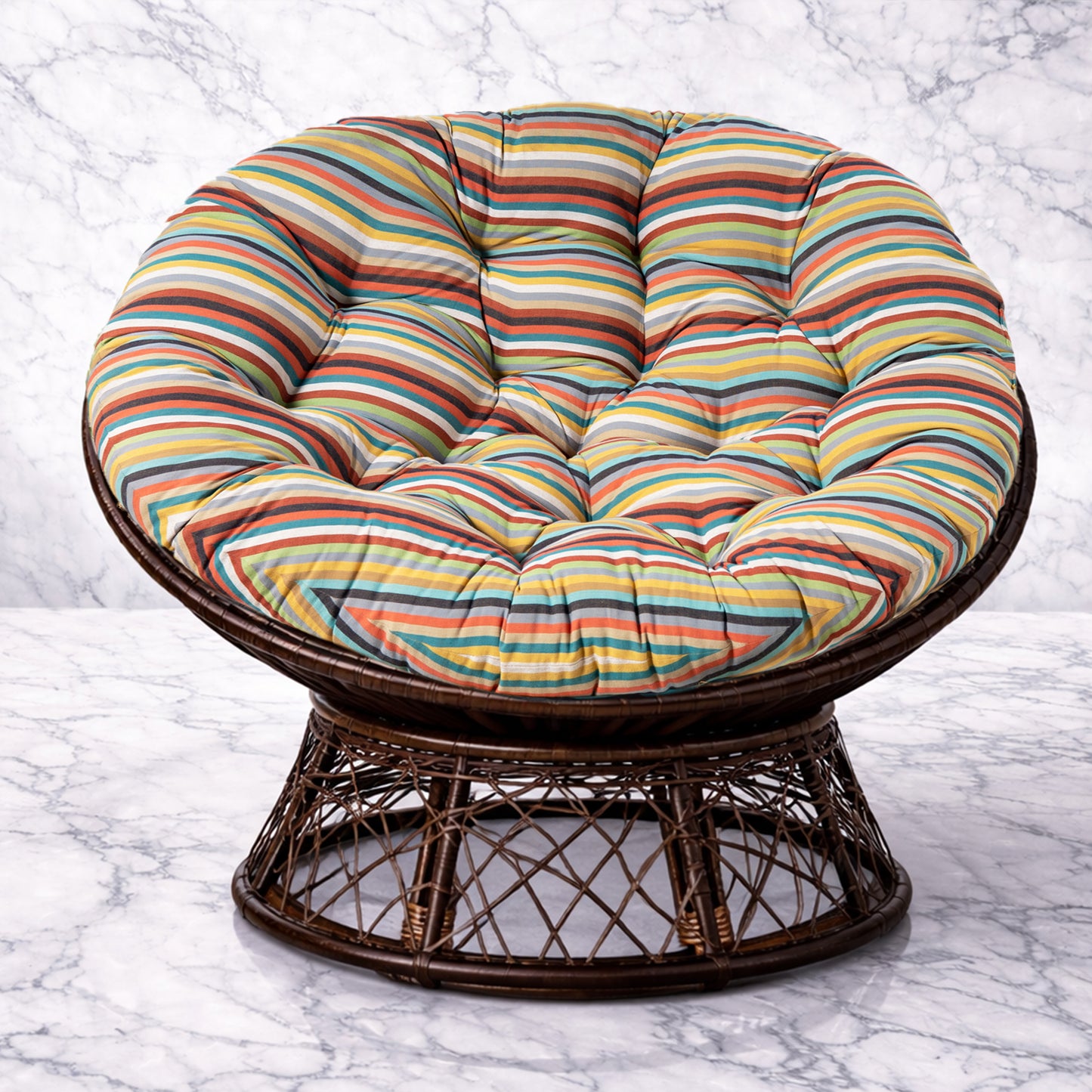 Papasan Cushion, 45” Round – 100% Cotton Duck Fabric, Plush Thick Overstuffed Cushion for Floor, Swing Chair, Patio, Den, Dorm
