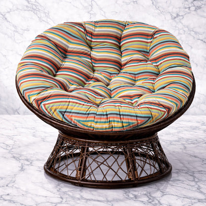 Papasan Cushion, 45” Round – 100% Cotton Duck Fabric, Plush Thick Overstuffed Cushion for Floor, Swing Chair, Patio, Den, Dorm