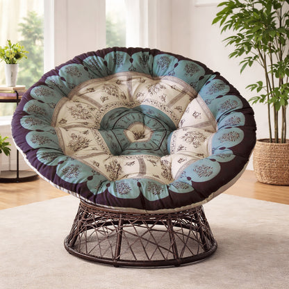 Papasan Cushion, 45” Round – 100% Cotton Duck Fabric, Plush Thick Overstuffed Cushion for Floor, Swing Chair, Patio, Den, Dorm