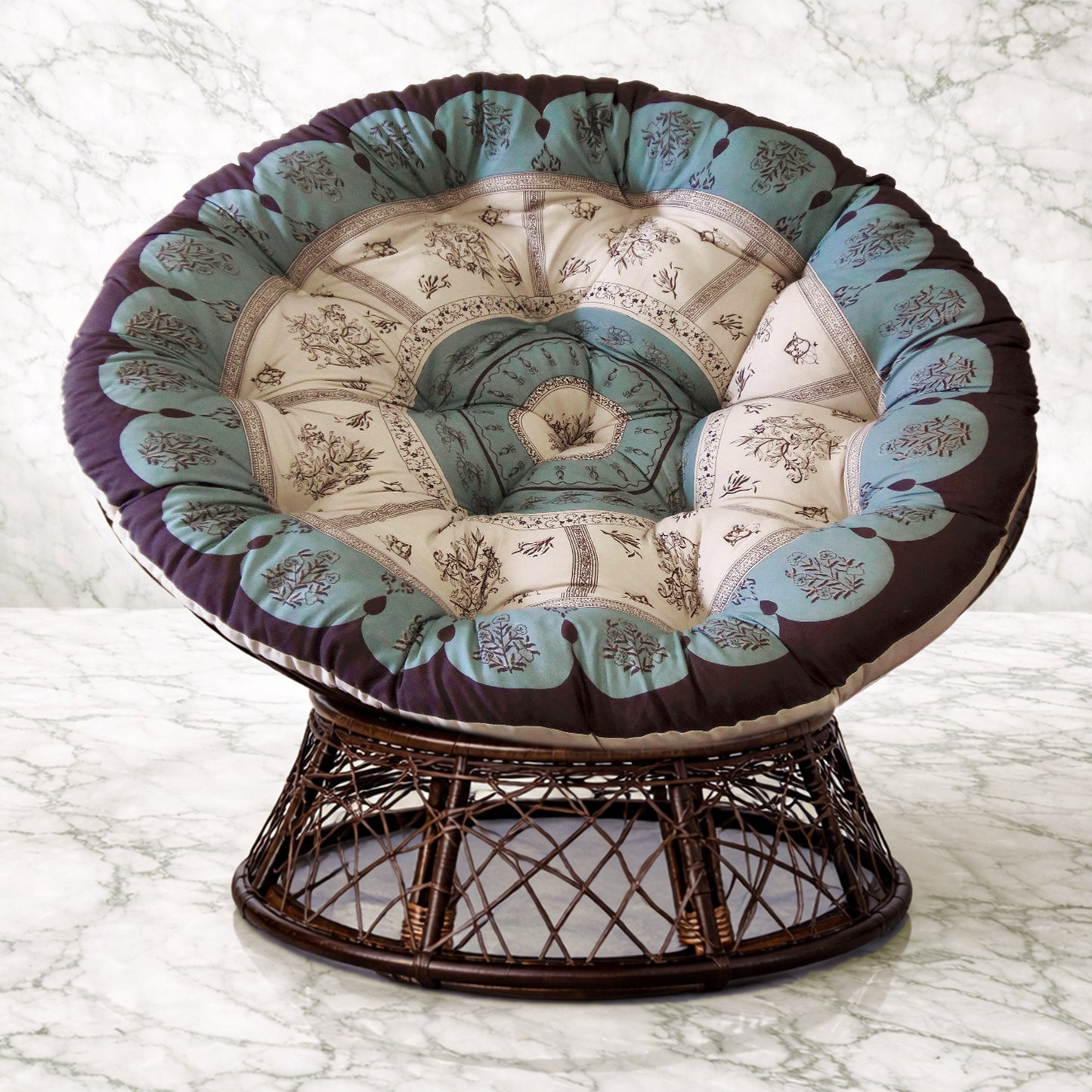 Papasan Cushion, 45” Round – 100% Cotton Duck Fabric, Plush Thick Overstuffed Cushion for Floor, Swing Chair, Patio, Den, Dorm