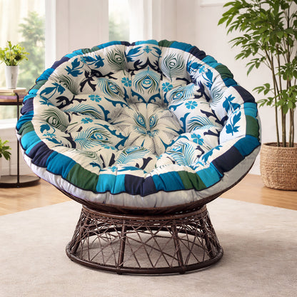 Papasan Cushion, 45” Round – 100% Cotton Duck Fabric, Plush Thick Overstuffed Cushion for Floor, Swing Chair, Patio, Den, Dorm