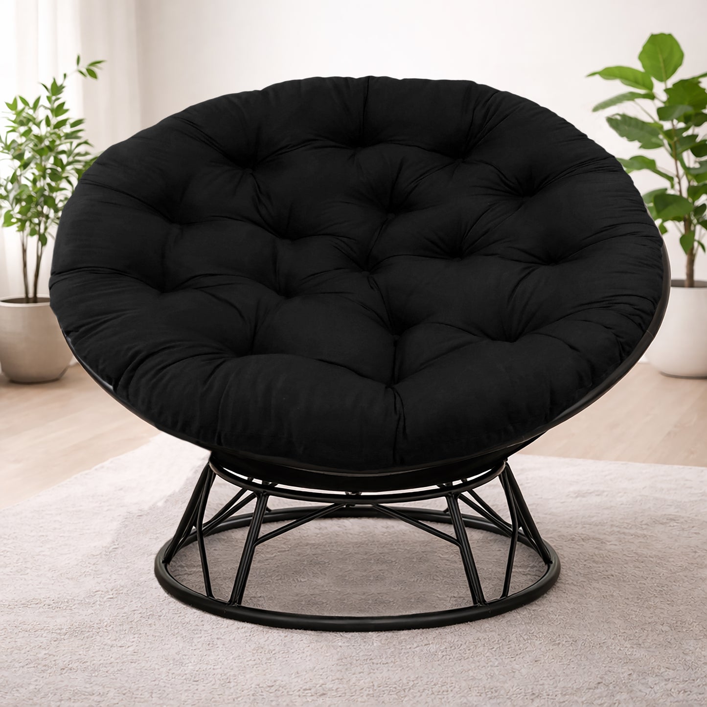 Papasan Cushion, 45” Round – 100% Cotton Duck Fabric, Plush Thick Overstuffed Cushion for Floor, Swing Chair, Patio, Den, Dorm