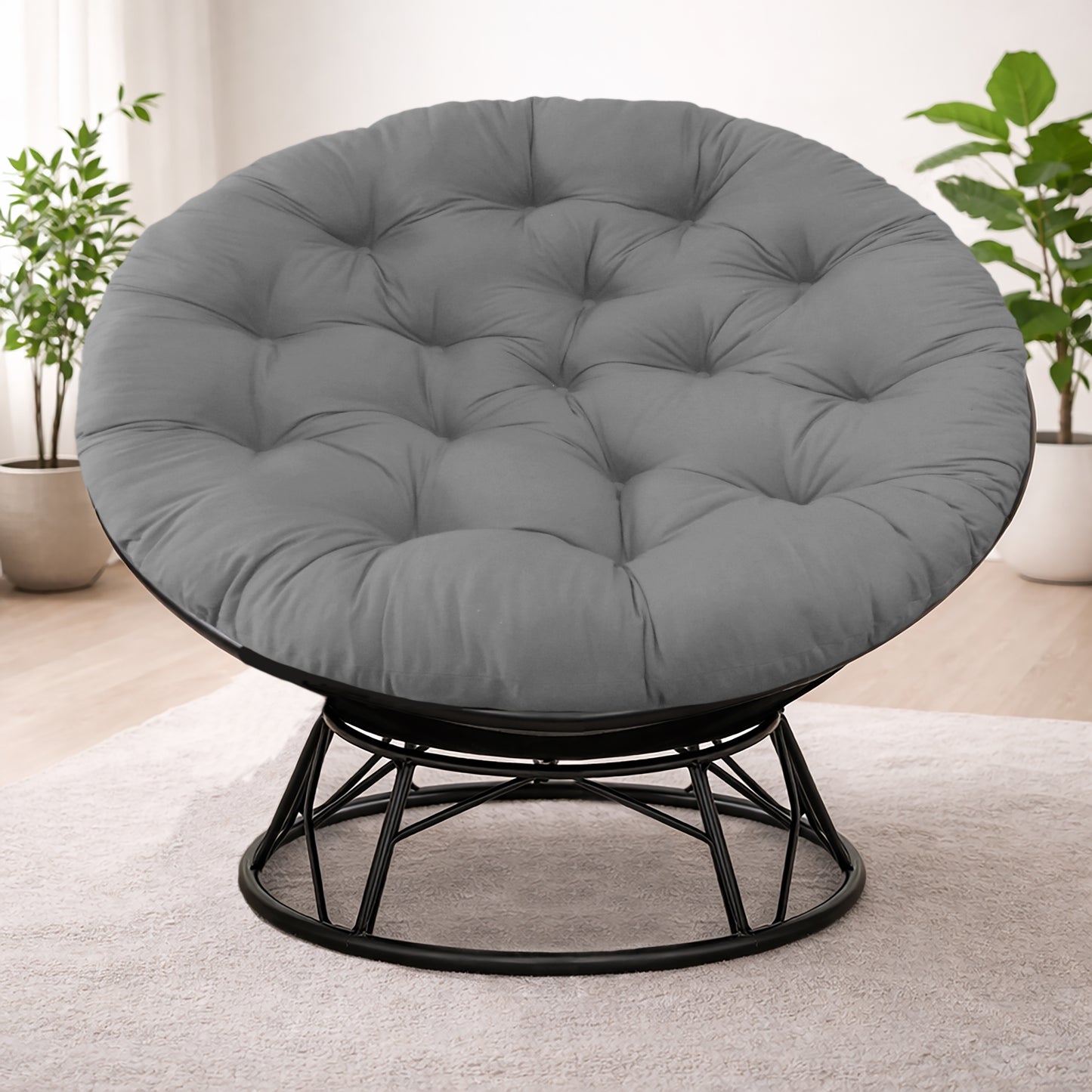 Papasan Cushion, 45” Round – 100% Cotton Duck Fabric, Plush Thick Overstuffed Cushion for Floor, Swing Chair, Patio, Den, Dorm
