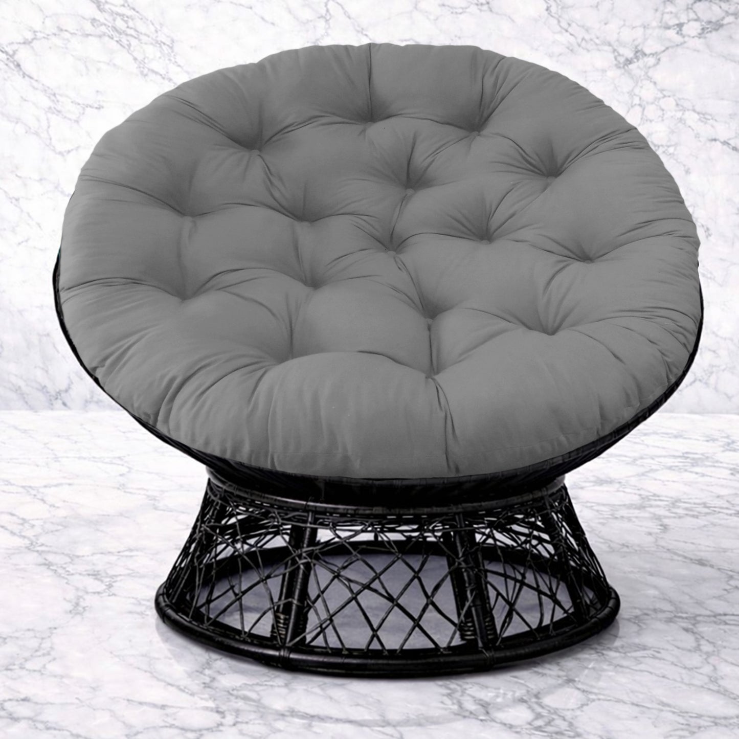 Papasan Cushion, 45” Round – 100% Cotton Duck Fabric, Plush Thick Overstuffed Cushion for Floor, Swing Chair, Patio, Den, Dorm