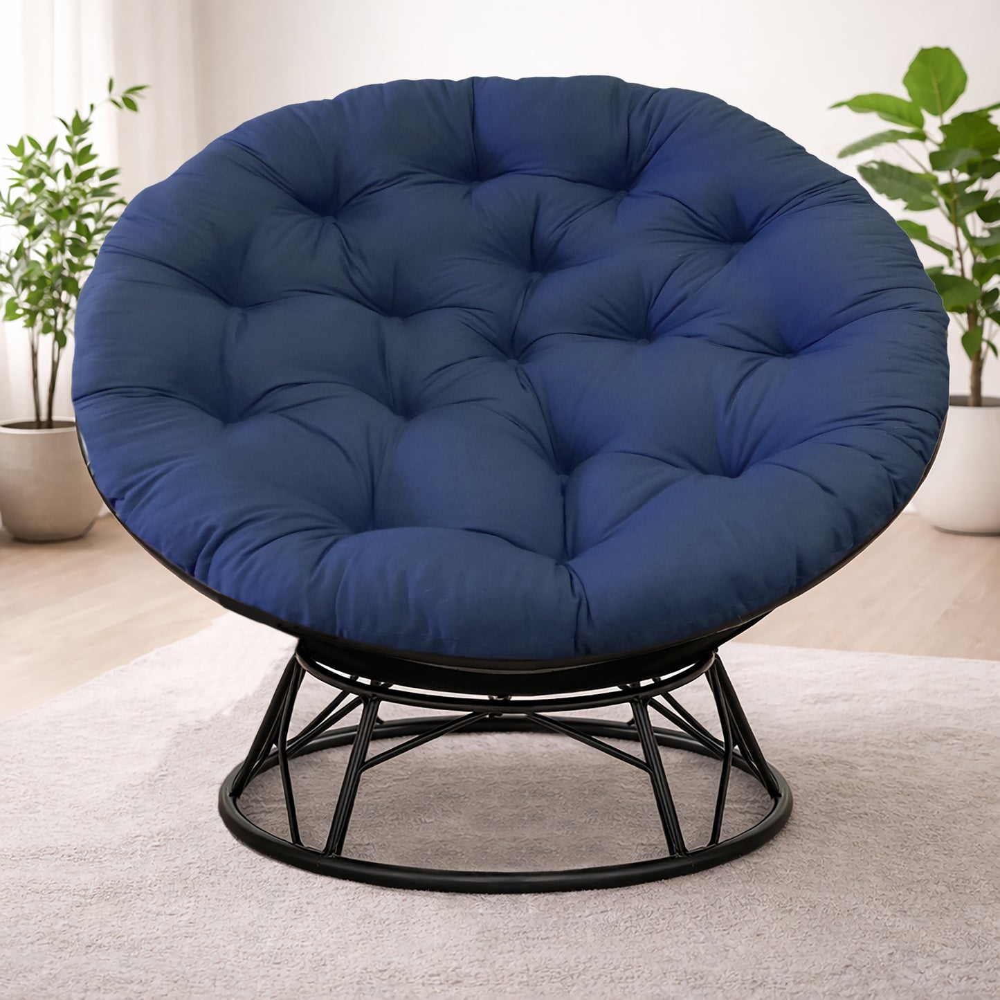 Papasan Cushion, 45” Round – 100% Cotton Duck Fabric, Plush Thick Overstuffed Cushion for Floor, Swing Chair, Patio, Den, Dorm