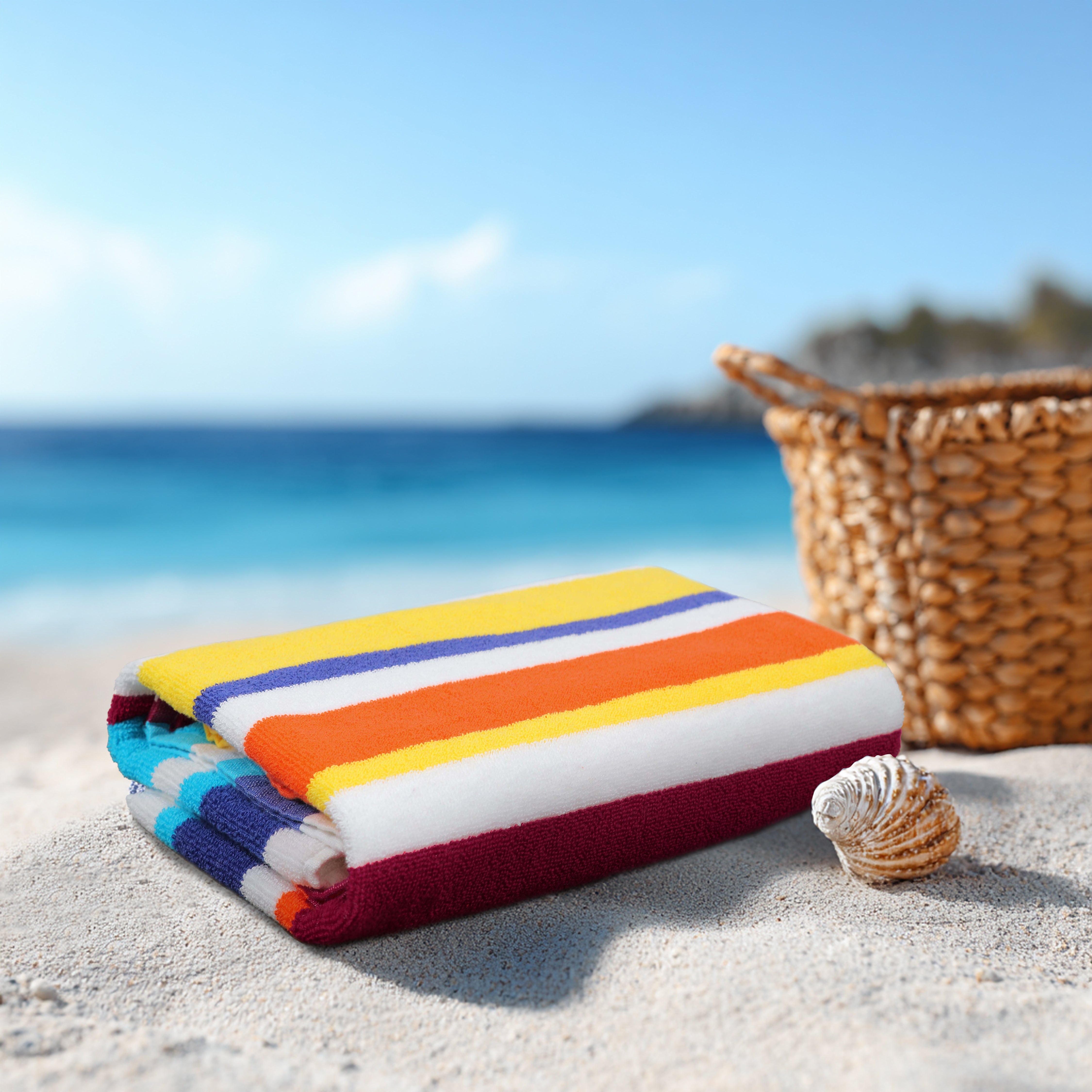 Cotton Beach Towel - 30 x 60 inches - 100% Terry Cotton - 450 GSM