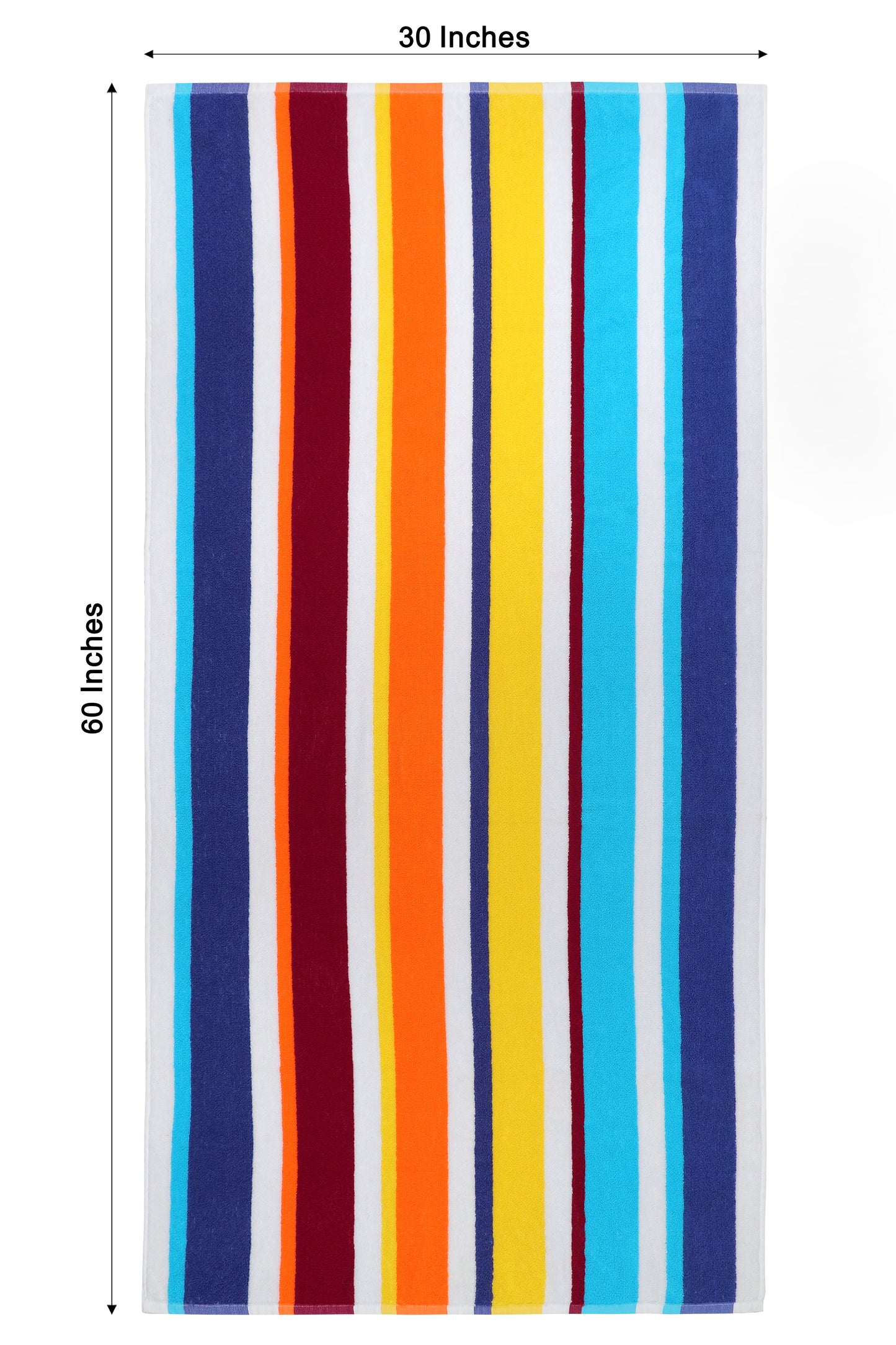 Cotton Beach Towel - 30 x 60 inches - 100% Terry Cotton - 450 GSM – Quick-Dry, Soft, Absorbent Pool & Travel Towel – Lightweight Vacation Essential