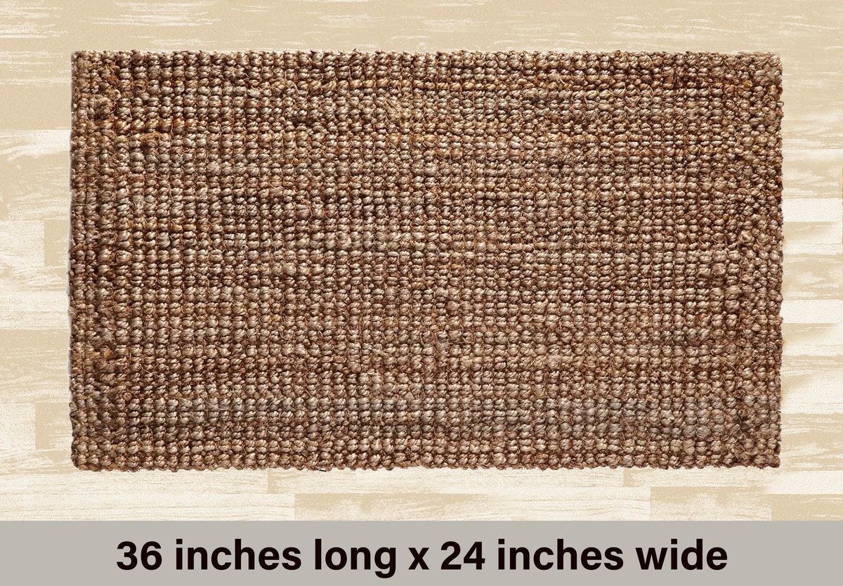 Eco-Friendly Handspun Jute – Natural Fiber, Handwoven Reversible Design Area Accent Indoor Rug – Natural Tan