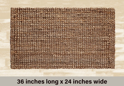 Eco-Friendly Handspun Jute – Natural Fiber, Handwoven Reversible Design Area Accent Indoor Rug – Natural Tan