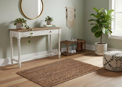 Eco-Friendly Handspun Jute – Natural Fiber, Handwoven Reversible Design Area Accent Indoor Rug – Natural Tan