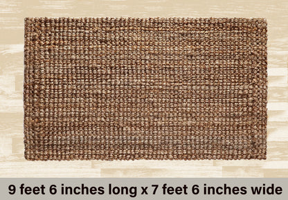 Eco-Friendly Handspun Jute – Natural Fiber, Handwoven Reversible Design Area Accent Indoor Rug – Natural Tan
