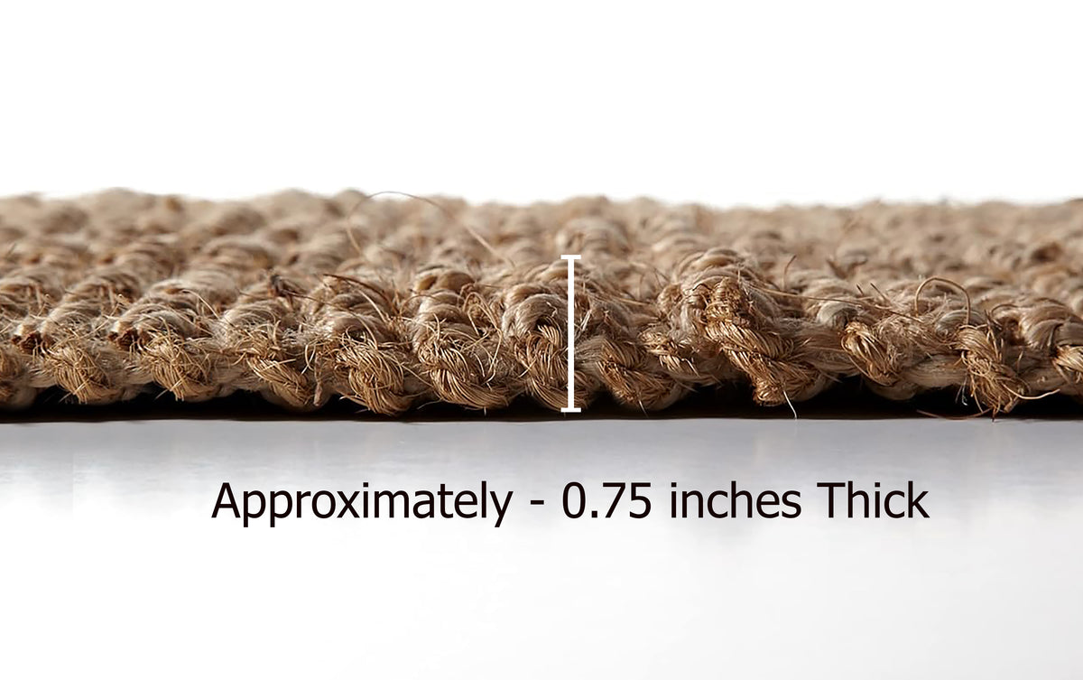 Eco-Friendly Handspun Jute – Natural Fiber, Handwoven Reversible Design Area Accent Indoor Rug – Natural Tan