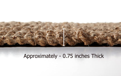 Eco-Friendly Handspun Jute – Natural Fiber, Handwoven Reversible Design Area Accent Indoor Rug – Natural Tan